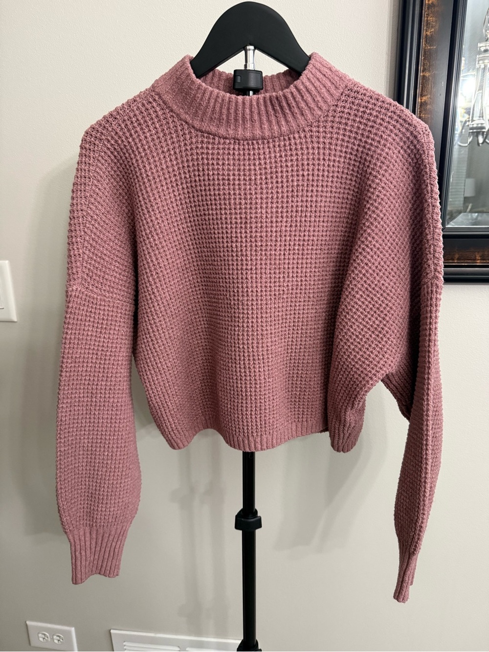 Hollister Dusty Rose Waffle Knit Mock Neck Sweater